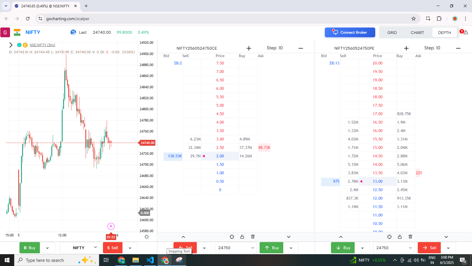 Scalpro DOM Screenshot